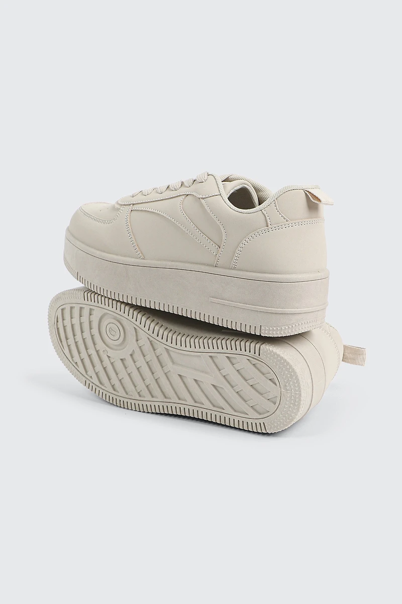Thick Sole Court Sneakers with Charm