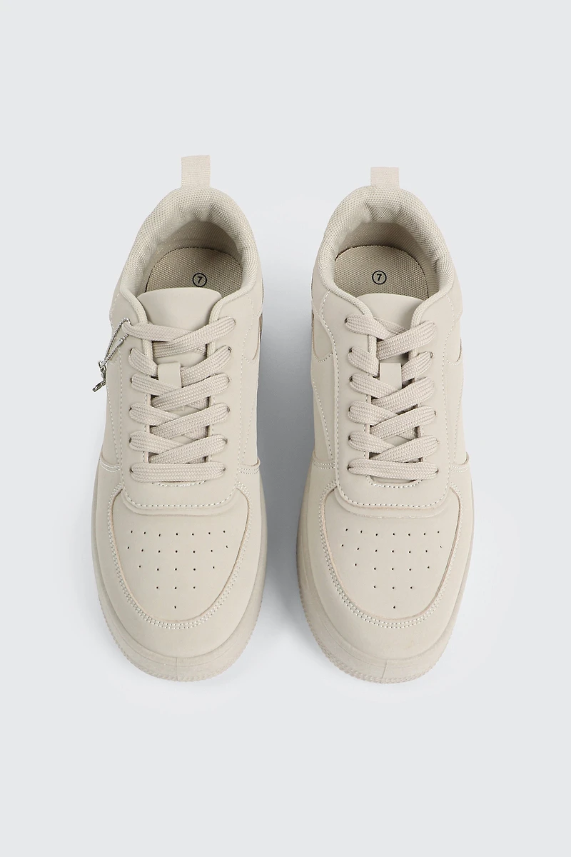 Thick Sole Court Sneakers with Charm