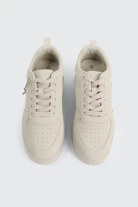 Thick Sole Court Sneakers with Charm