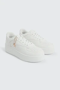 Thick Sole Court Sneakers with Charm