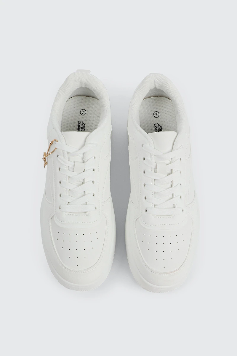 Thick Sole Court Sneakers with Charm