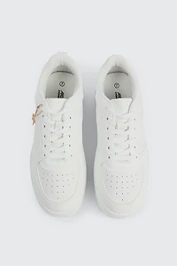 Thick Sole Court Sneakers with Charm