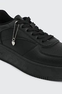 Thick Sole Court Sneakers with Charm