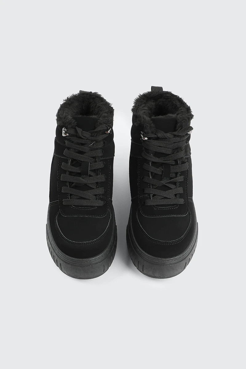 Faux Fur Lined High Top Sneakers