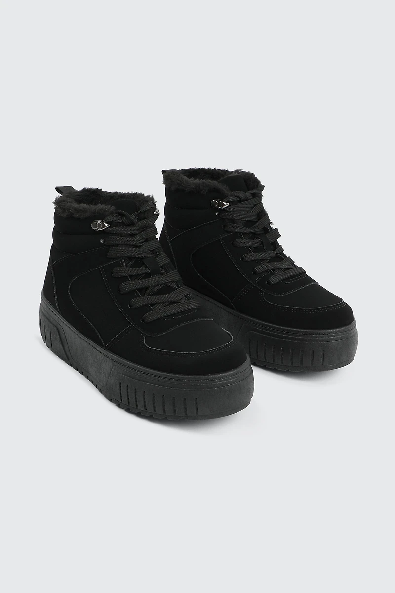 Faux Fur Lined High Top Sneakers