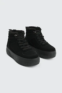 Faux Fur Lined High Top Sneakers