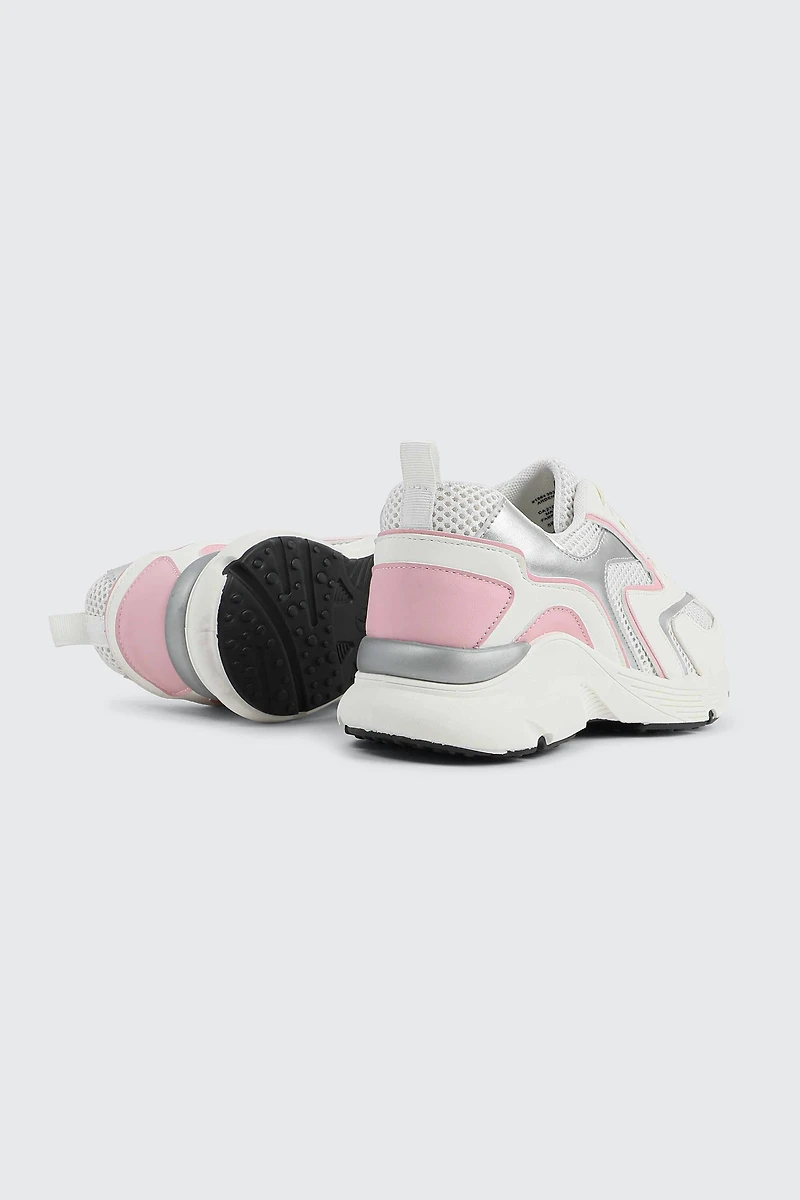 Two-Tone Sneakers with Silver Details
