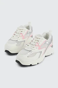 Two-Tone Sneakers with Silver Details