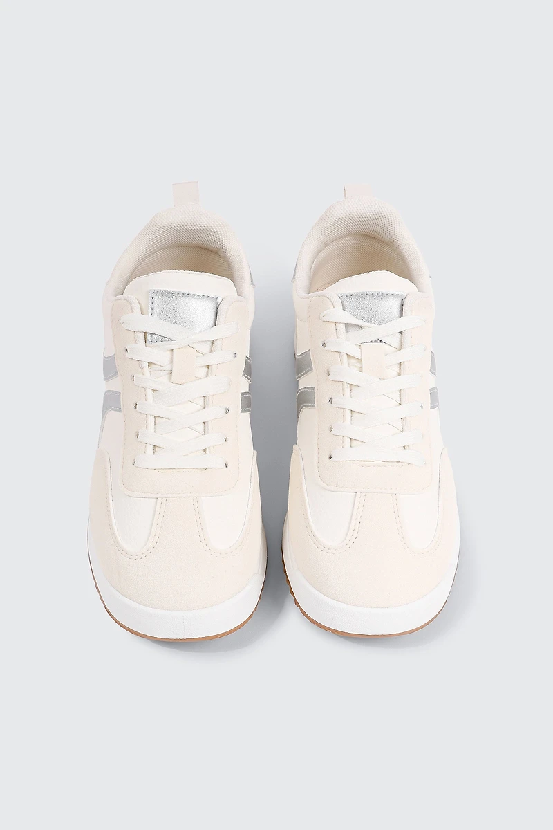 Faux Suede & Leather Contrast Sneakers