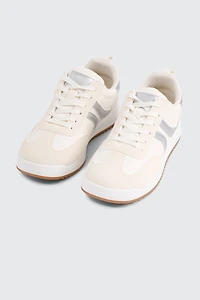 Faux Suede & Leather Contrast Sneakers