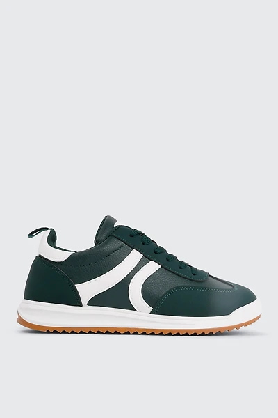 Faux Suede & Leather Contrast Sneakers