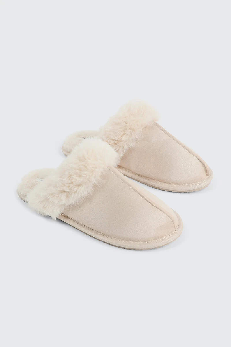 Pantoufles mules doublées en fourrure