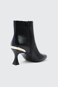 Flare Heel Ankle Boots with Metallic Detail