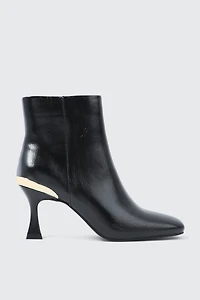 Flare Heel Ankle Boots with Metallic Detail