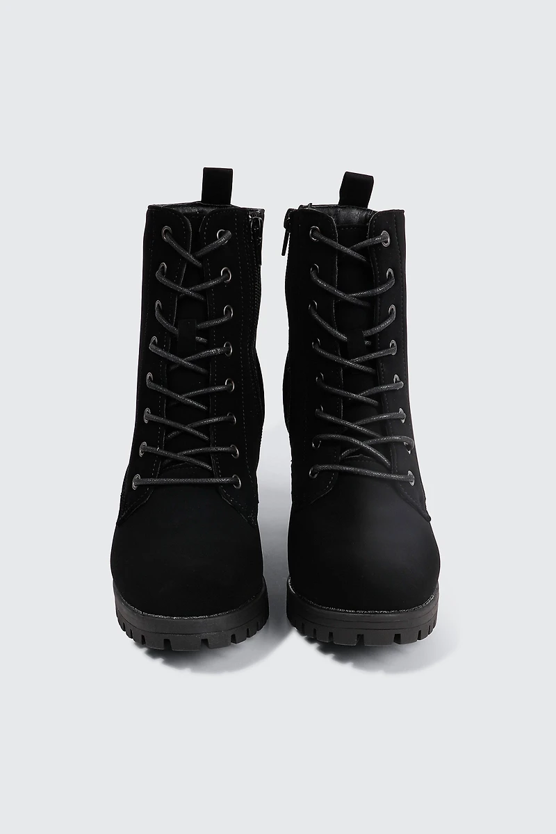 Block Heel Lace Up Booties