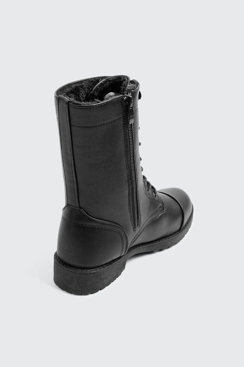 Warm Lined Faux Leather Boots