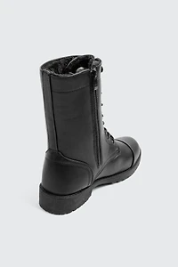 Warm Lined Faux Leather Boots