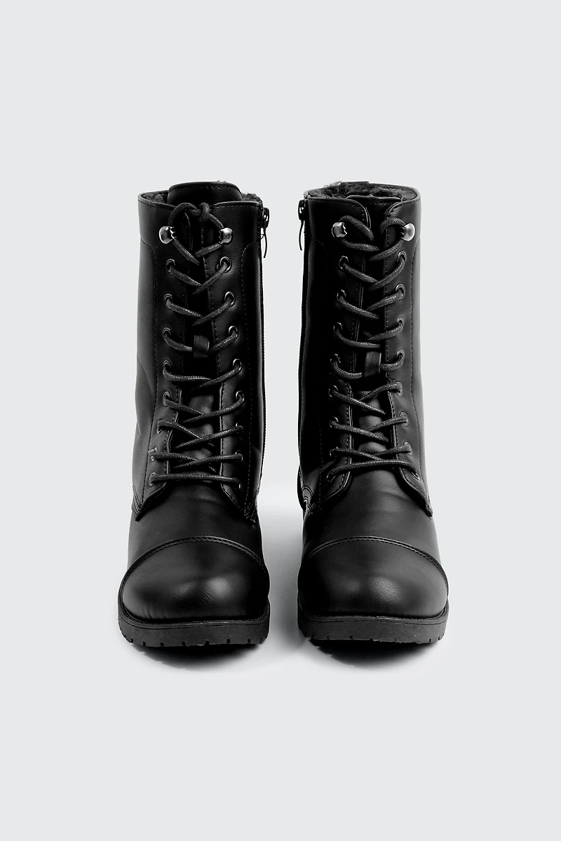 Warm Lined Faux Leather Boots