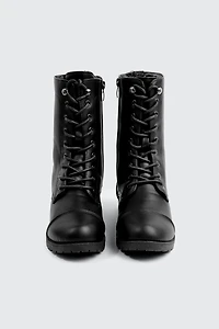 Warm Lined Faux Leather Boots