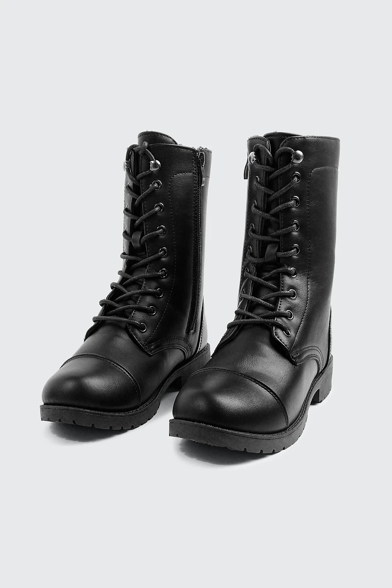 Warm Lined Faux Leather Boots