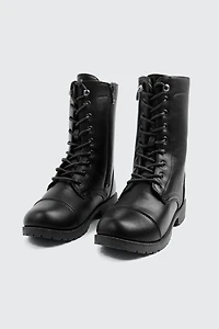 Warm Lined Faux Leather Boots