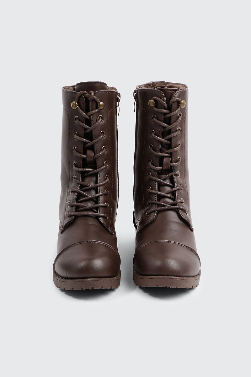 Warm Lined Faux Leather Boots