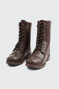 Warm Lined Faux Leather Boots