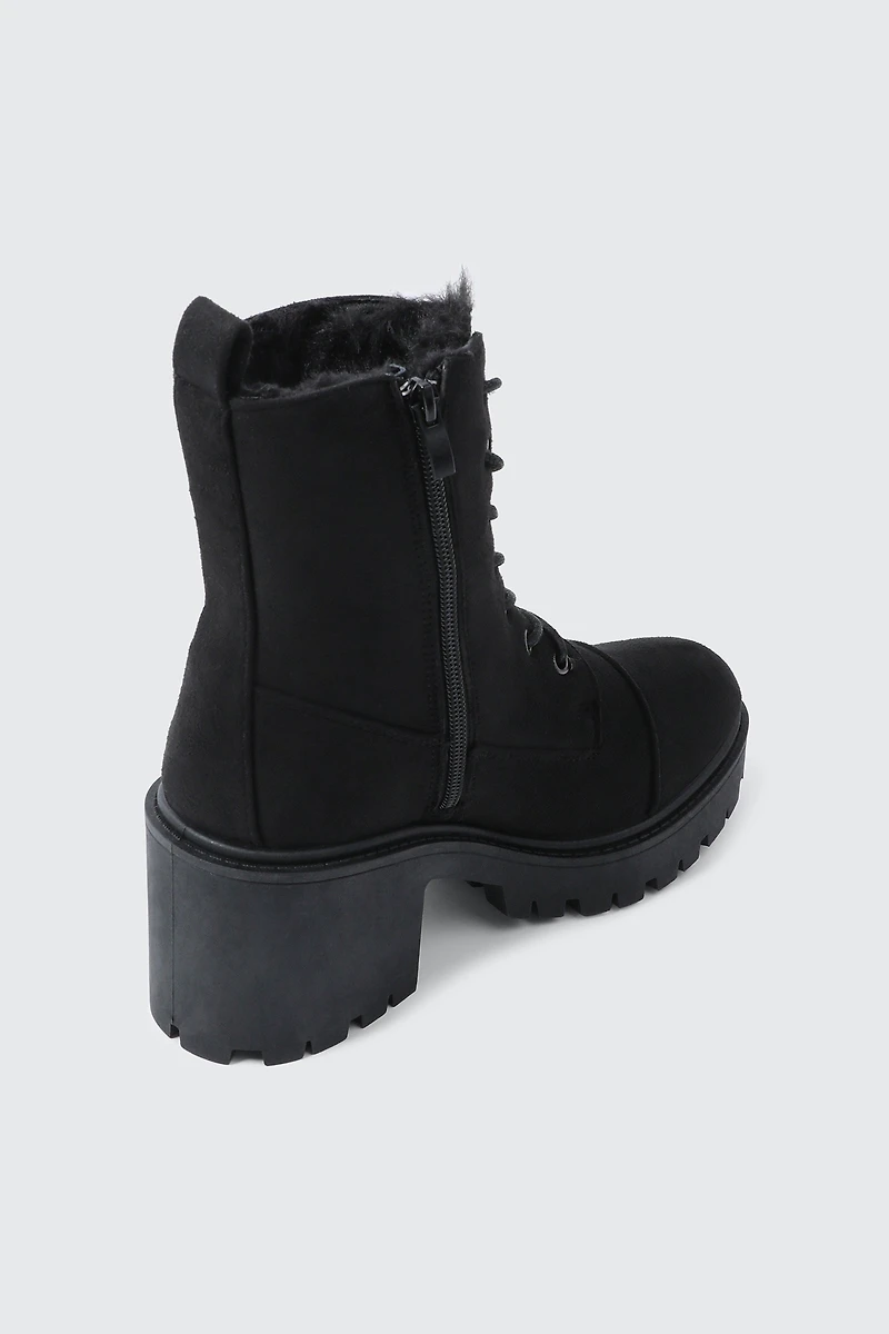 Faux Fur Lined Lace Up Boots