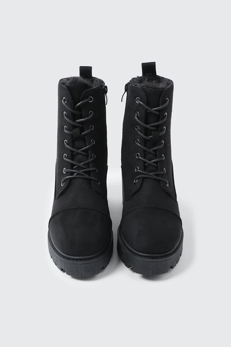 Faux Fur Lined Lace Up Boots