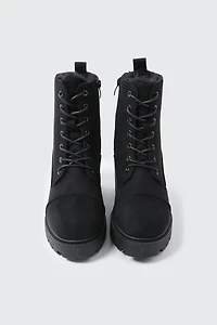 Faux Fur Lined Lace Up Boots
