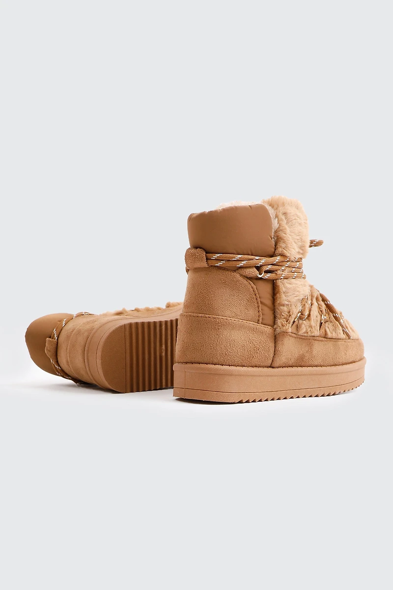 Laced Faux Sheepskin Boots
