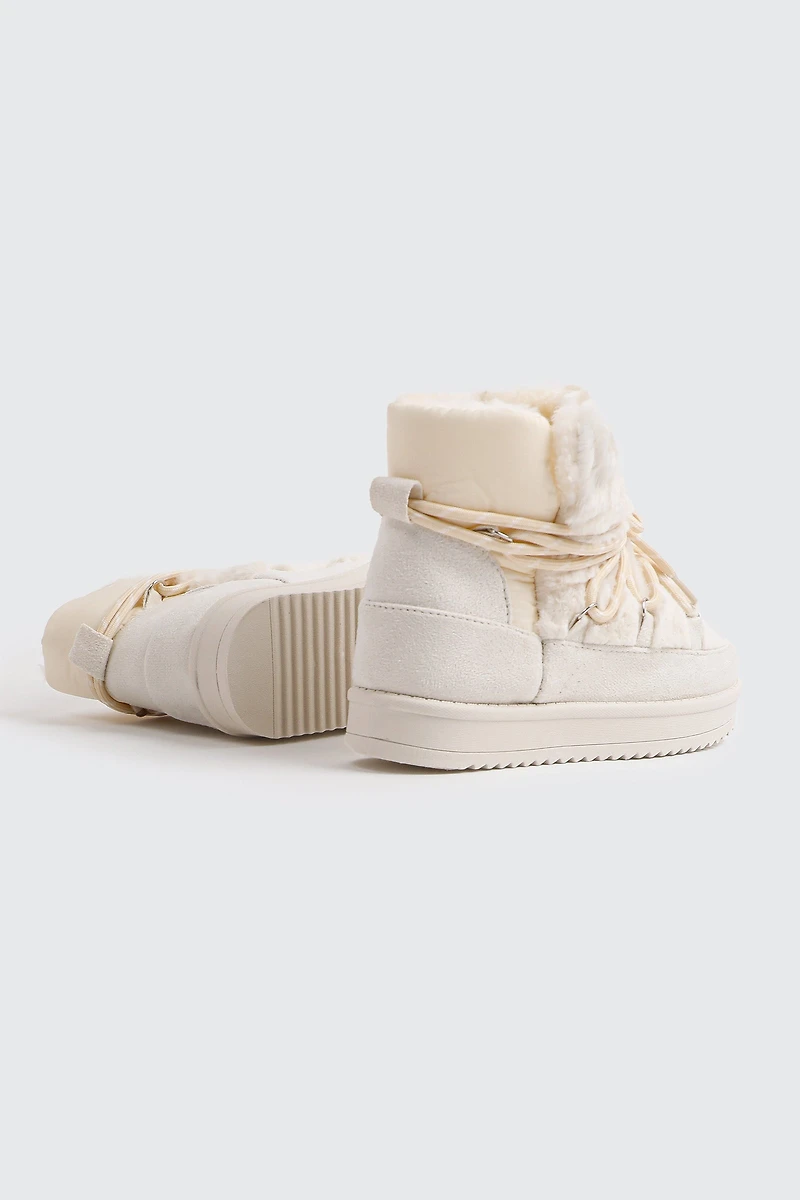 Laced Faux Sheepskin Boots