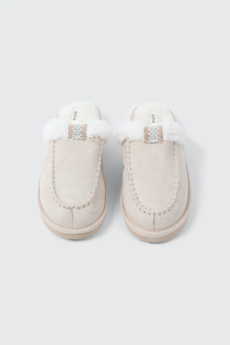 Pantoufles mules en faux suède