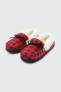Pantoufles mocassins à carreaux
