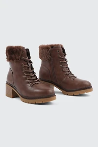 Warm Lined Boots with Faux Fur Trim