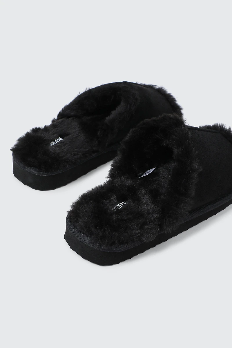 Open Toe Faux Suede Slippers
