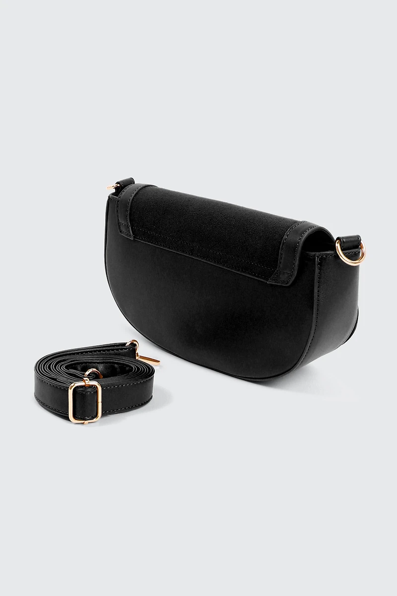 Sac sellier à rabat en faux suède