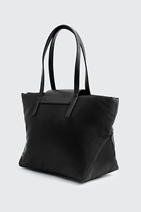 Fourre-tout en nylon à ganses en faux cuir