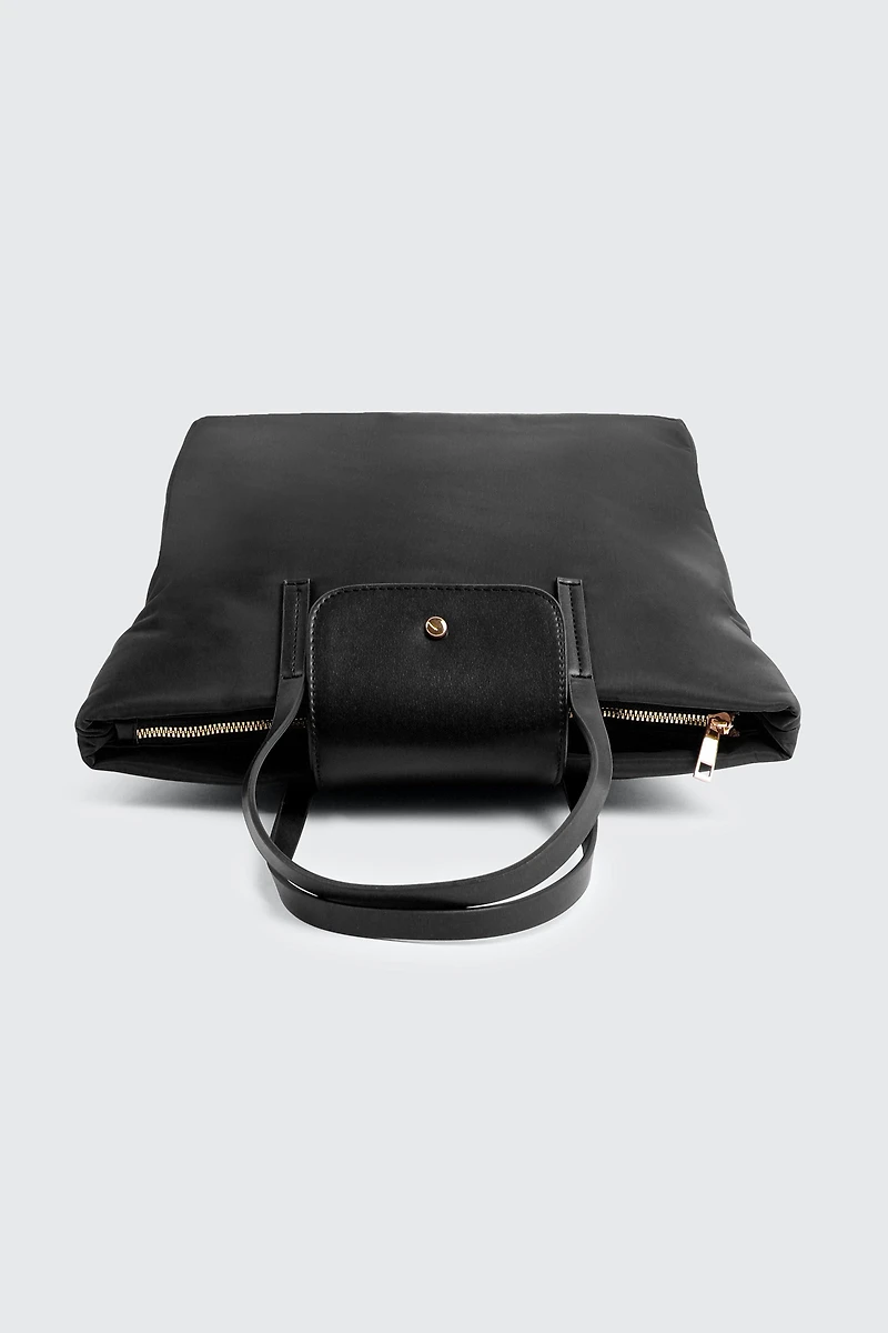 Fourre-tout en nylon à ganses en faux cuir