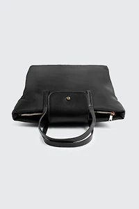 Fourre-tout en nylon à ganses en faux cuir