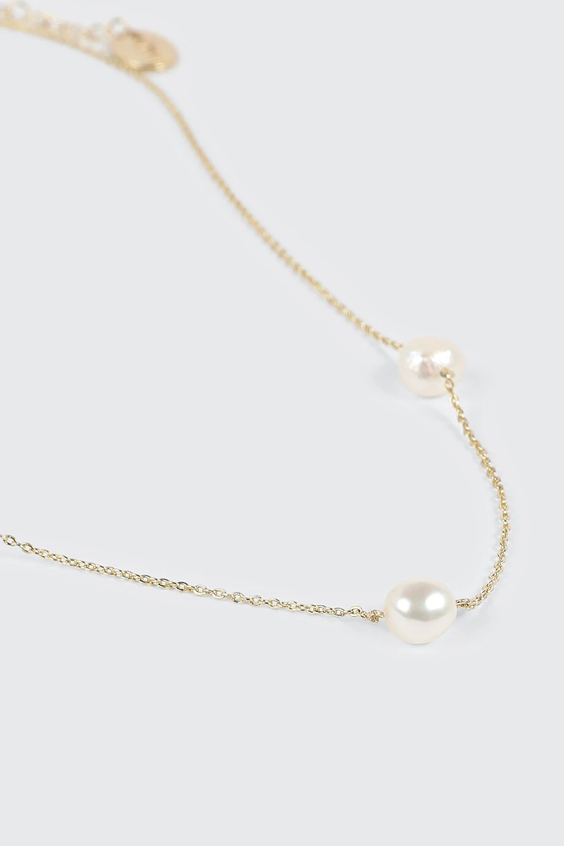 14K Gold Plated Pearl Necklace