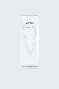 14K White Gold Plated Pearl Necklace
