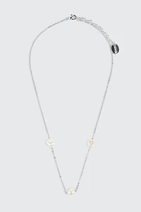 14K White Gold Plated Pearl Necklace