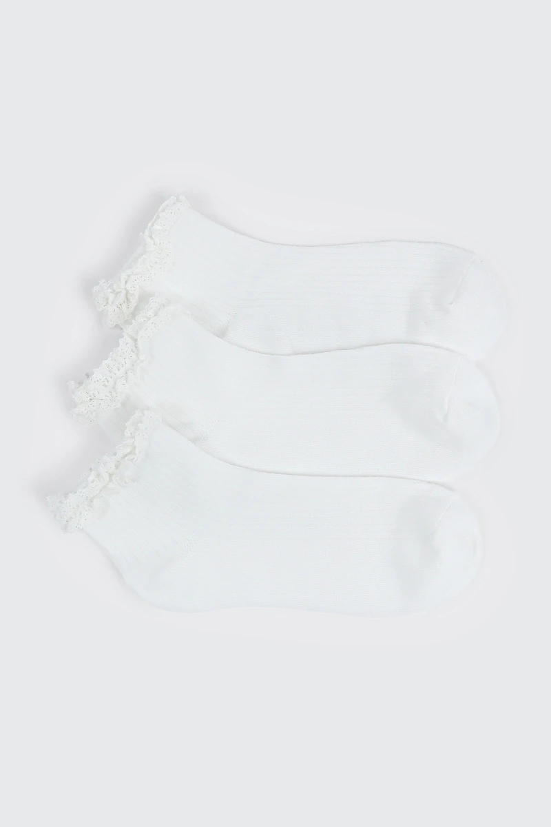 3-Pack Demi Crew Socks with Frills