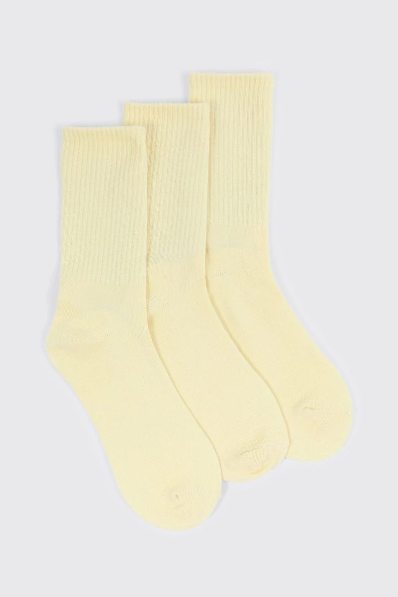 3-Pack Ribbed Crew Socks