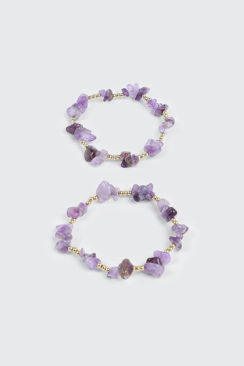 2-Pack Semi-Precious Stone Bracelets