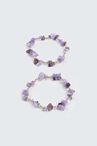 2-Pack Semi-Precious Stone Bracelets