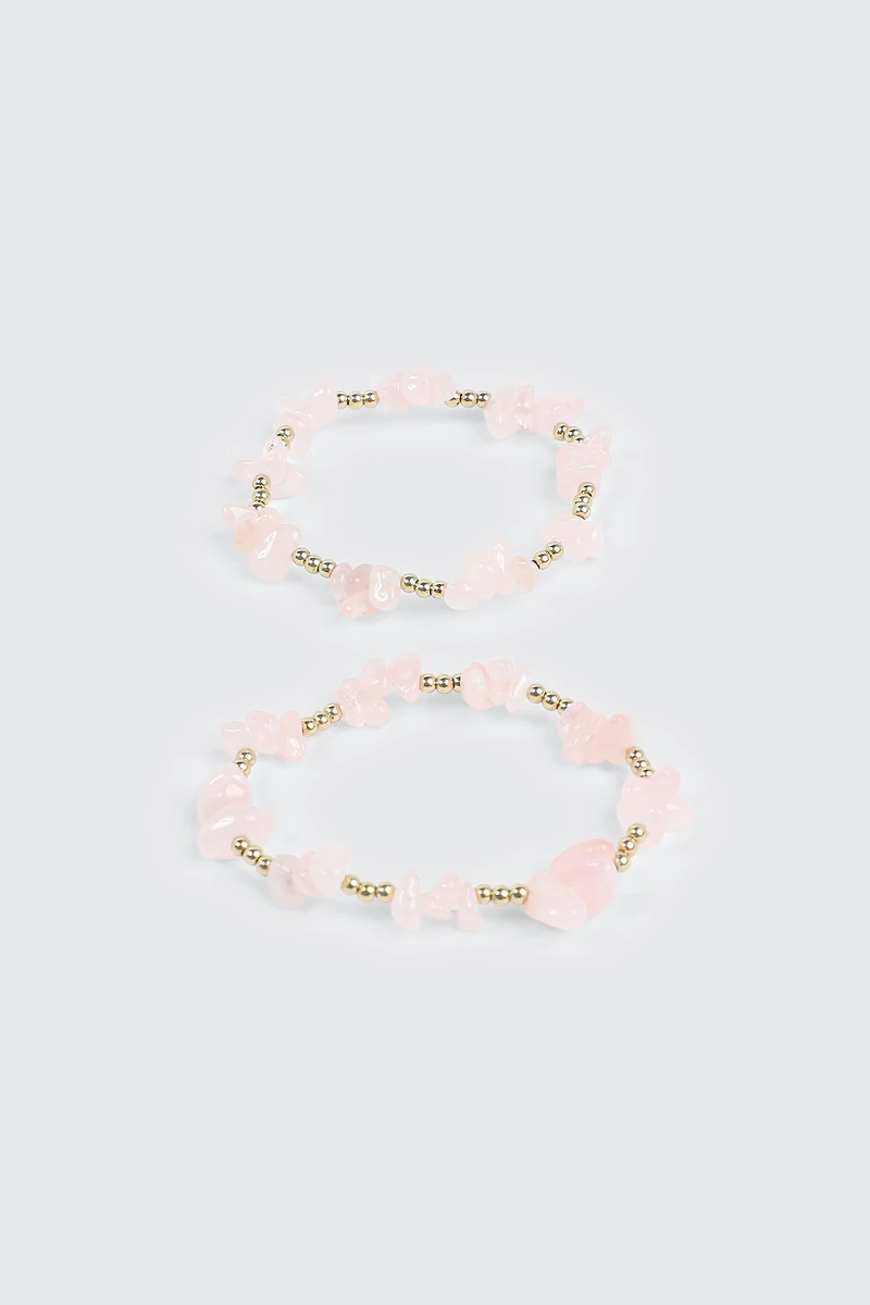 2-Pack Semi-Precious Stone Bracelets