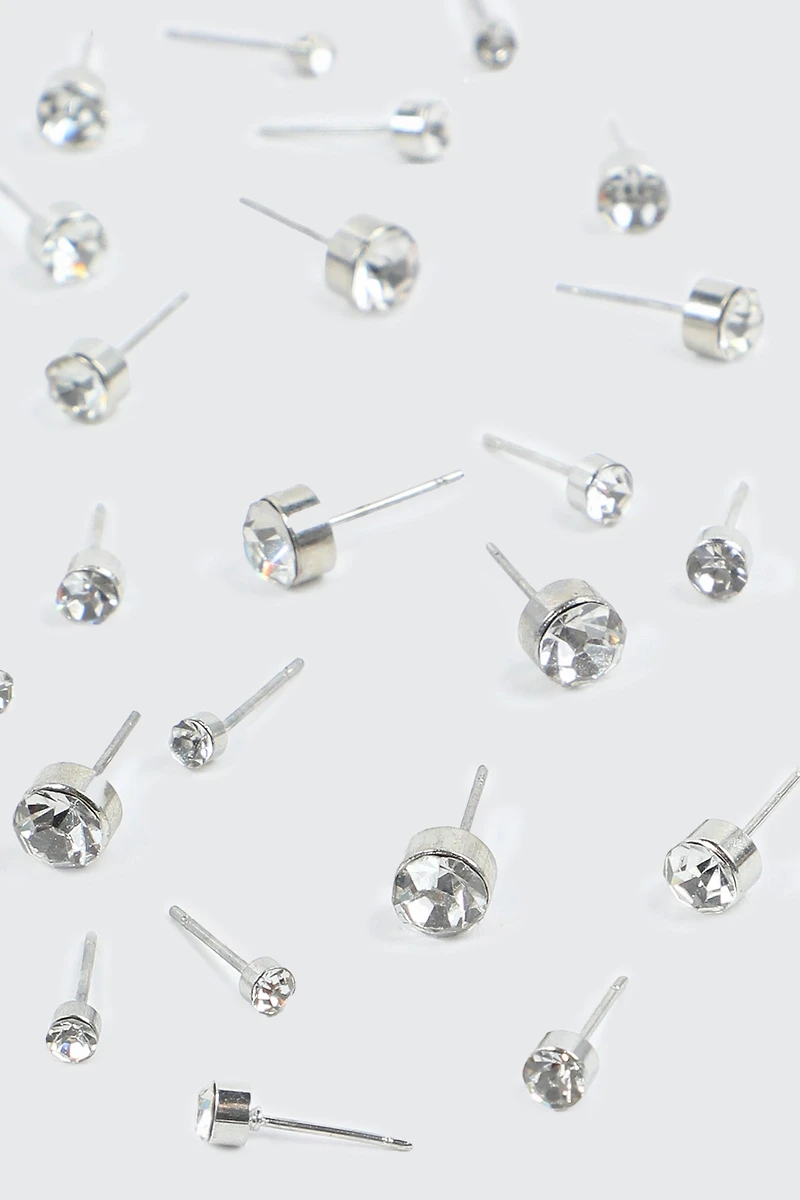 12-Pack Crystal Stud Earrings