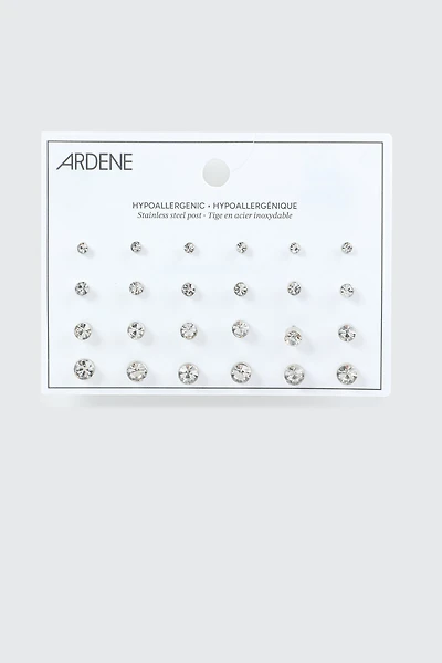 12-Pack Crystal Stud Earrings